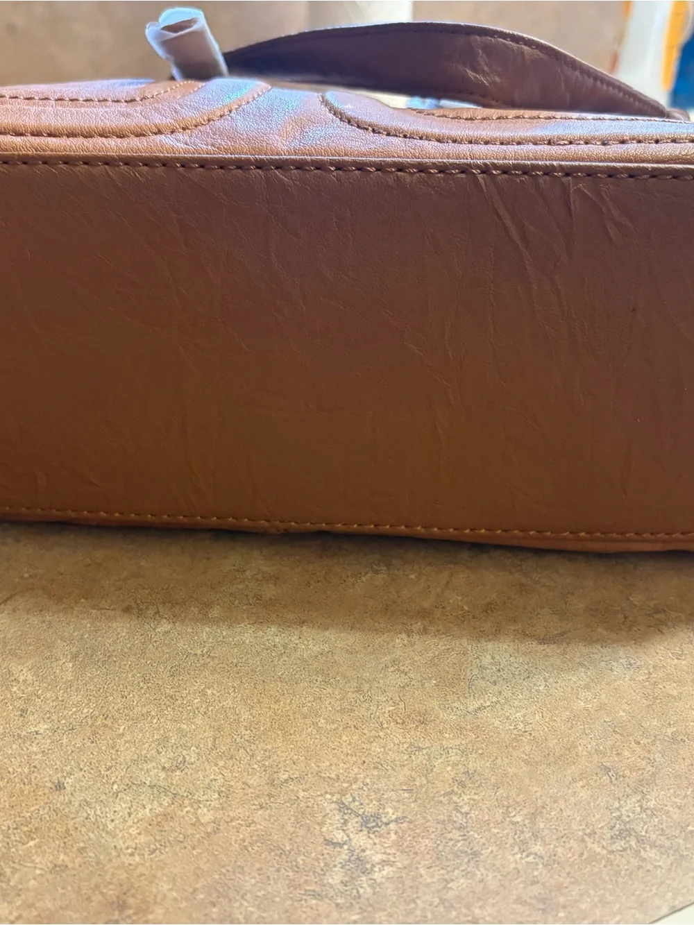 Stone & Co. Tan Shoulder Bag with Double Zip Front Pockets -mild damage